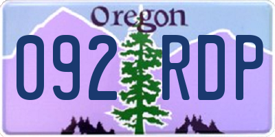 OR license plate 092RDP