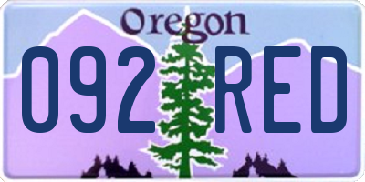 OR license plate 092RED