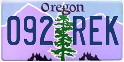 OR license plate 092REK