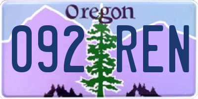 OR license plate 092REN