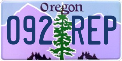 OR license plate 092REP