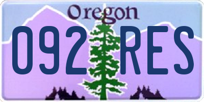 OR license plate 092RES