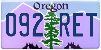 OR license plate 092RET