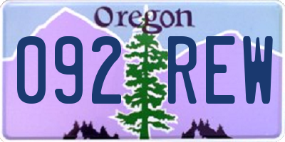OR license plate 092REW