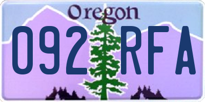 OR license plate 092RFA
