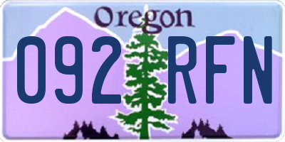 OR license plate 092RFN
