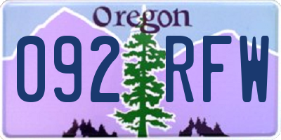 OR license plate 092RFW