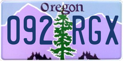 OR license plate 092RGX