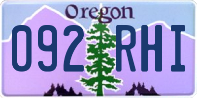 OR license plate 092RHI