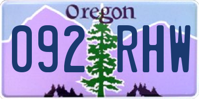 OR license plate 092RHW