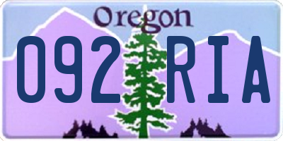OR license plate 092RIA