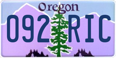 OR license plate 092RIC