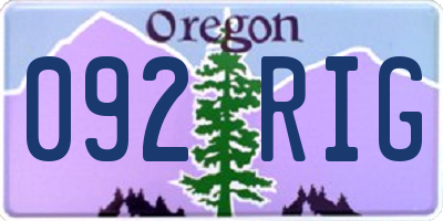 OR license plate 092RIG