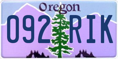 OR license plate 092RIK