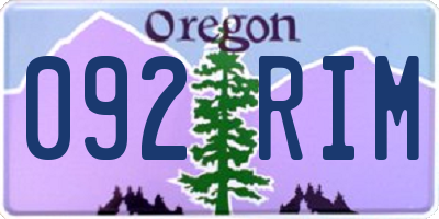 OR license plate 092RIM