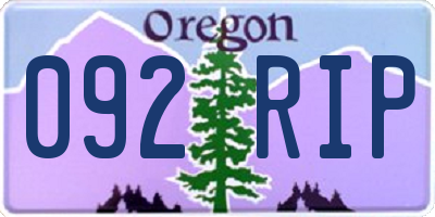 OR license plate 092RIP