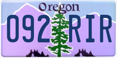 OR license plate 092RIR