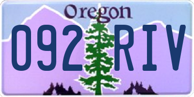 OR license plate 092RIV