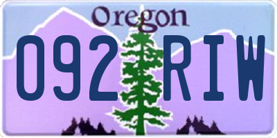 OR license plate 092RIW