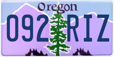 OR license plate 092RIZ