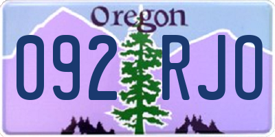 OR license plate 092RJO