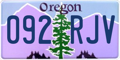 OR license plate 092RJV