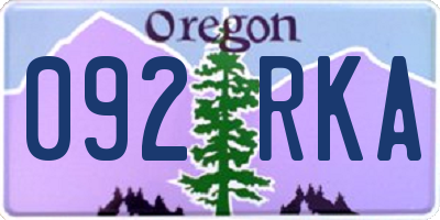 OR license plate 092RKA