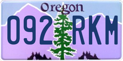 OR license plate 092RKM