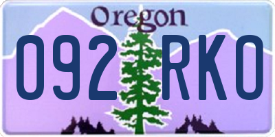 OR license plate 092RKO