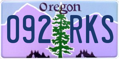 OR license plate 092RKS