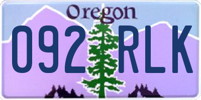 OR license plate 092RLK