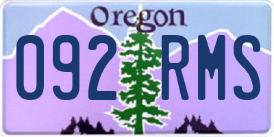 OR license plate 092RMS
