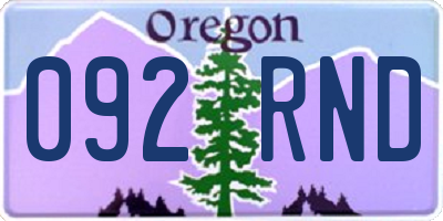 OR license plate 092RND