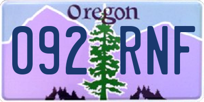 OR license plate 092RNF
