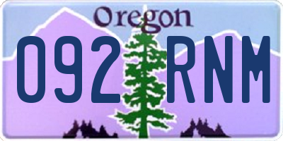 OR license plate 092RNM