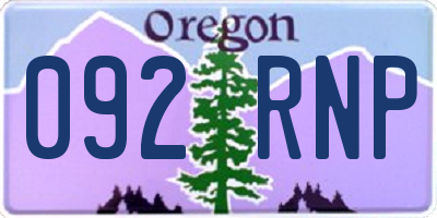 OR license plate 092RNP