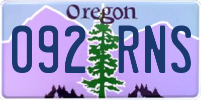 OR license plate 092RNS