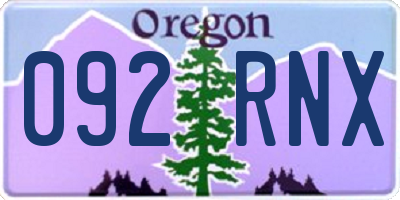 OR license plate 092RNX
