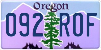 OR license plate 092ROF