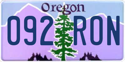 OR license plate 092RON
