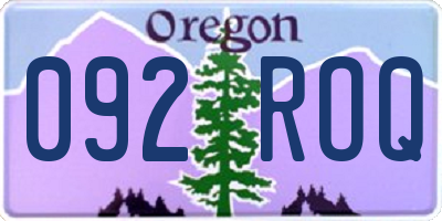 OR license plate 092ROQ