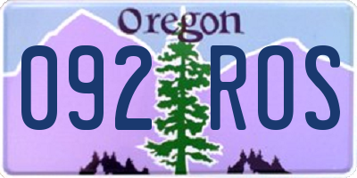 OR license plate 092ROS