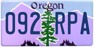 OR license plate 092RPA