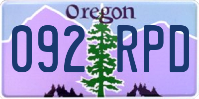 OR license plate 092RPD