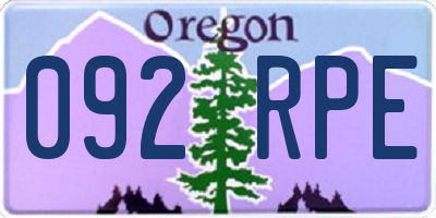 OR license plate 092RPE