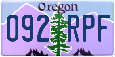 OR license plate 092RPF