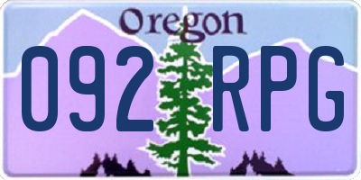 OR license plate 092RPG