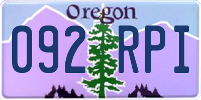 OR license plate 092RPI