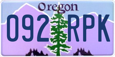OR license plate 092RPK