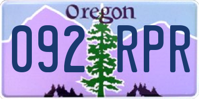 OR license plate 092RPR